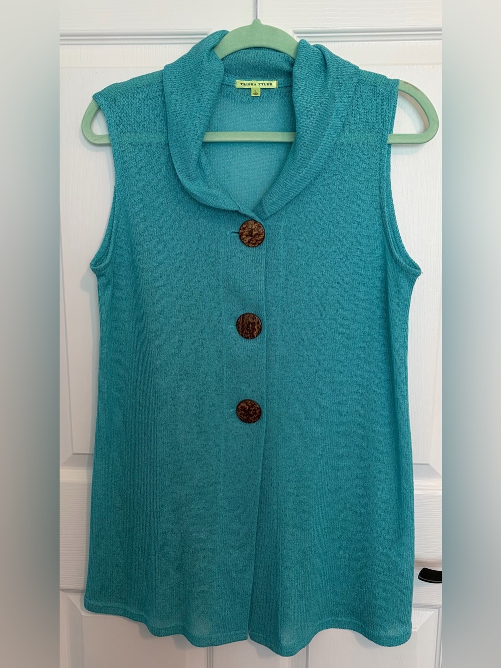Sleeveless Teal Button-Front Cardigan Vest